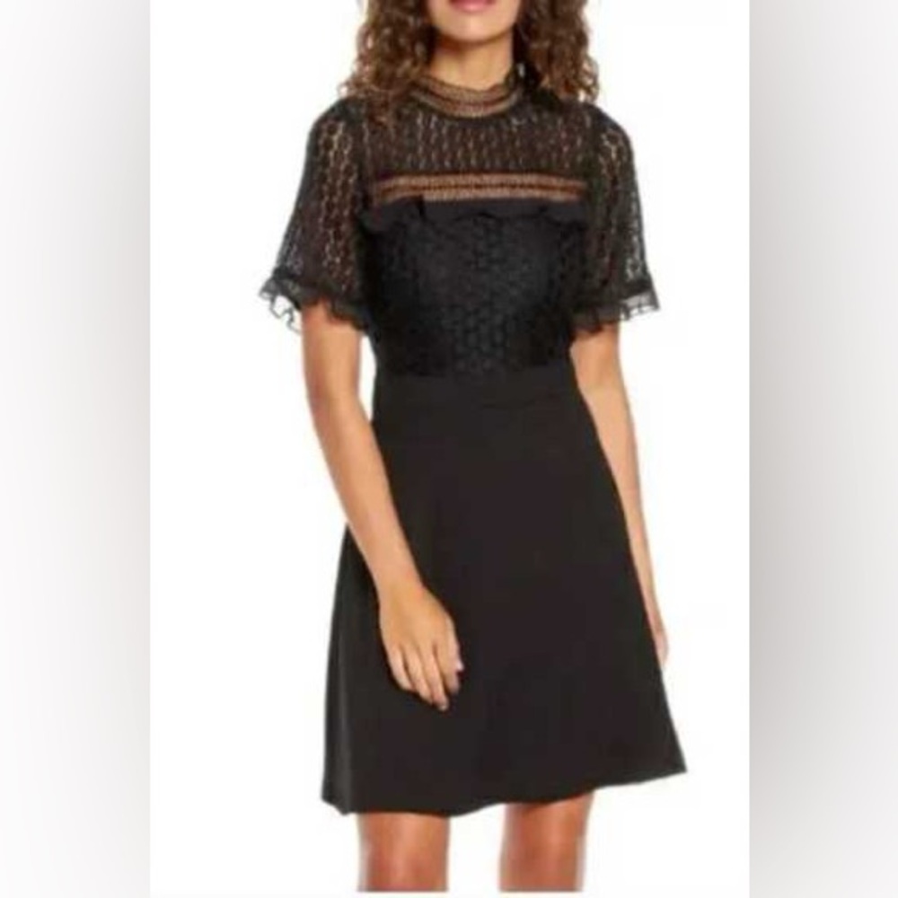 Chelsea28 Black Lace Long Sleeve Dress